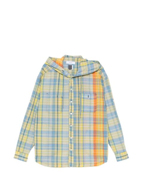 checked hooded shirt