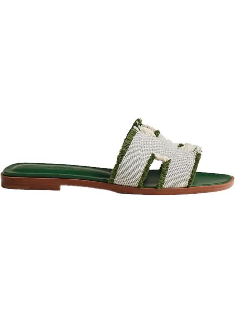Hermes Oran Sandal Vert Canvas