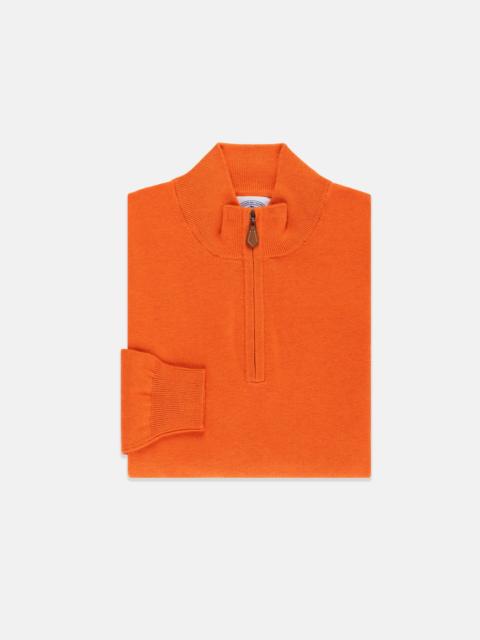 ORANGE COTTON-CASHMERE QUARTER-ZIP SWEATER - TRIM FIT