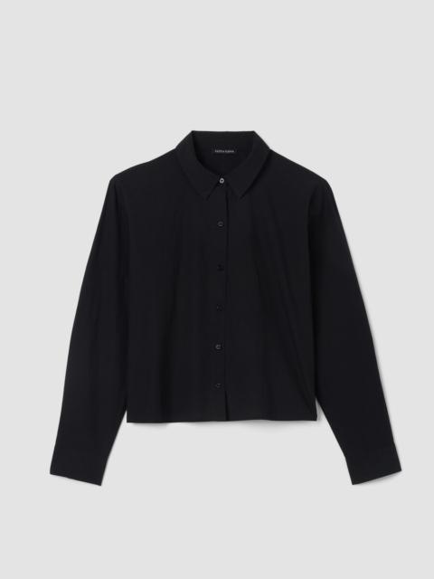 Washed Organic Cotton Poplin Classic Collar Short Shirt