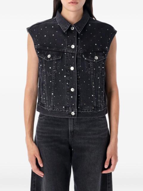 crystal-embellished denim vest
