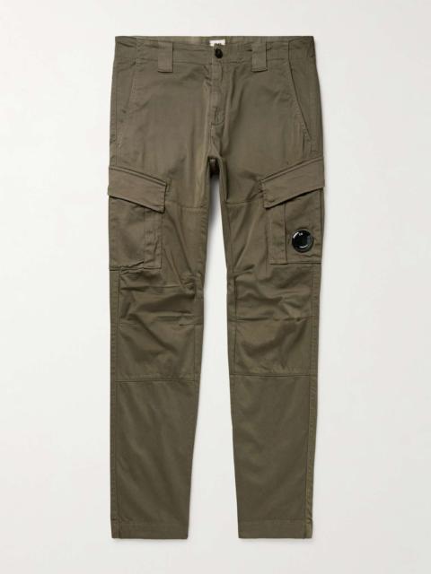 Slim-Fit Tapered Logo-Appliquéd Stretch-Cotton Sateen Cargo Trousers
