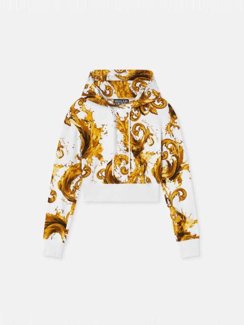 Printed Cotton-Jersey Crop Hoodie