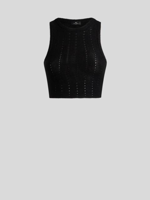 KNIT CROP TOP WITH PUNCHED DETAIL