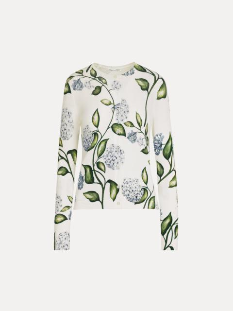 PORCELAIN FLOWER-PRINTED CARDIGAN