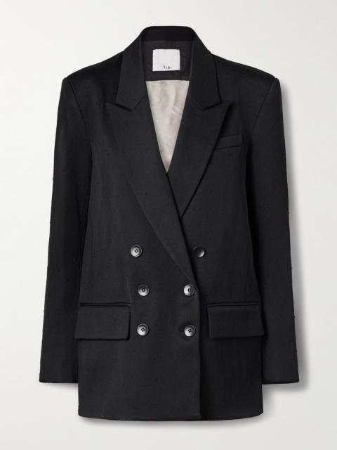 Double-breasted Wool-blend Twill And Silk-organza Blazer