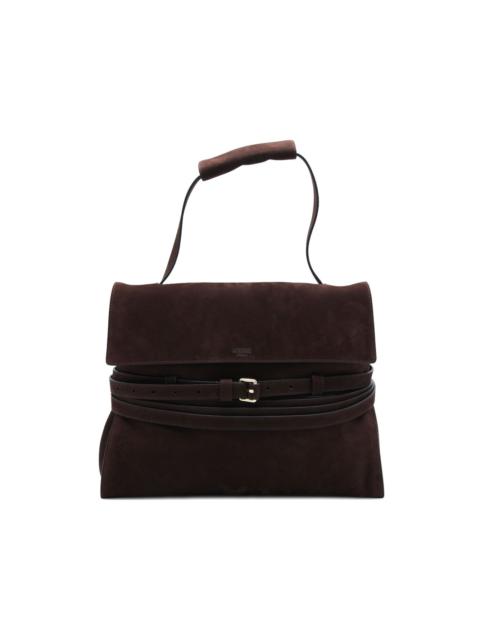 belted leather tote bag