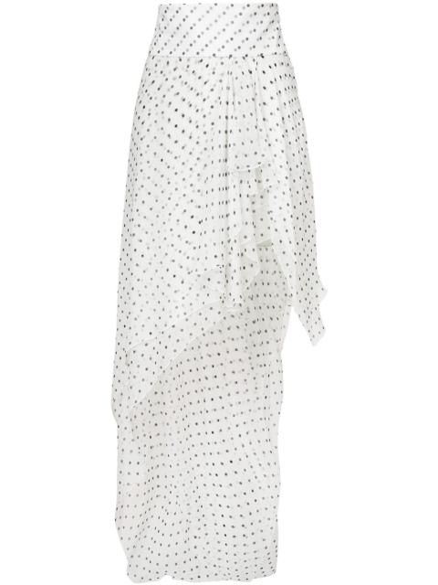 asymmetric spotted ruffled skirt