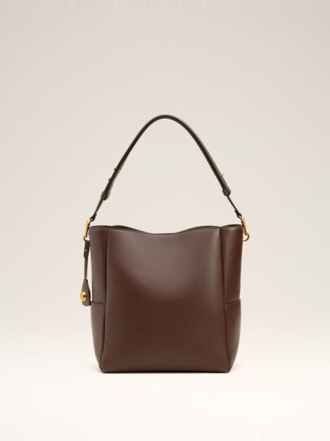 BROWN SMOOTH LEATHER CARROUSEL BUCKET BAG