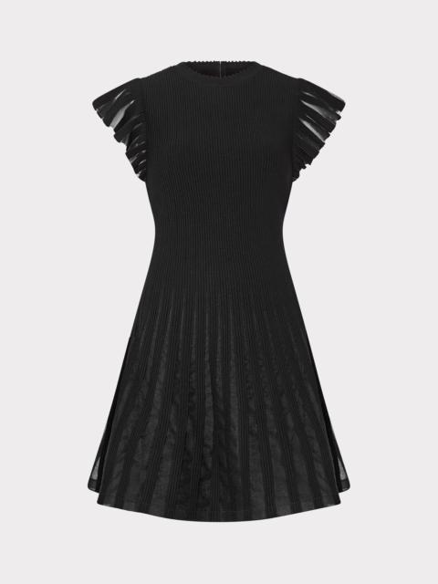 Sheer Flutter Sleeve Knit Dress