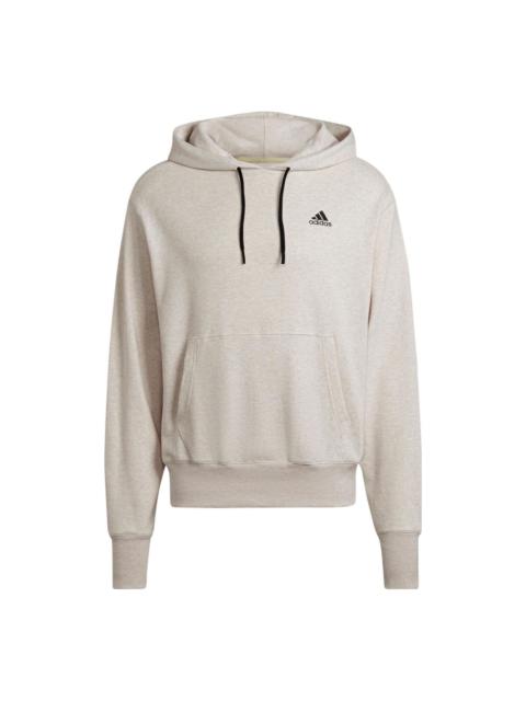 Men's adidas Botandye Logo Micro Mark Solid Color Hooded Casual Pullover Gray H65782