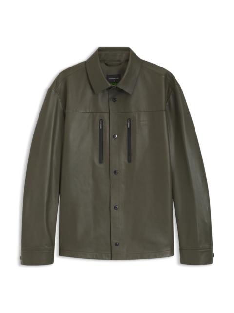 PORSCHE X BOSS REGULAR-FIT SHIRT IN NAPA LEATHER