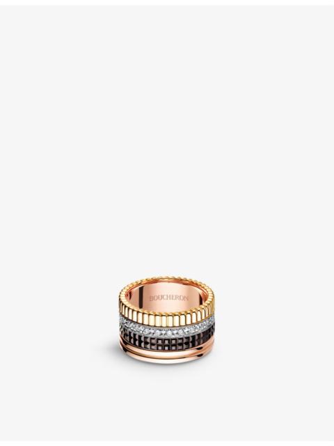 Quatre Classique 18ct yellow-gold, white-gold, pink-gold and 0.49ct diamond ring