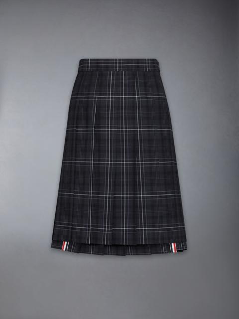 WINDOWPANE PLAID COOL WOOL PLEATED SKIRT