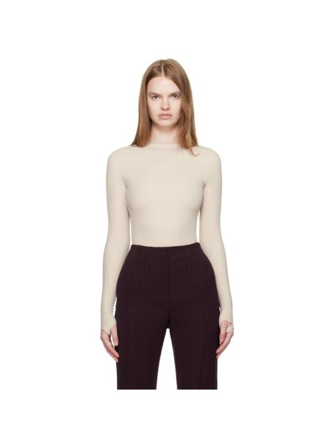 Beige Shoulder Logo Bodysuit