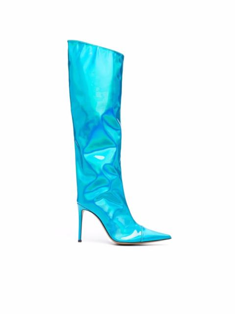 metallic pointed-toe boots