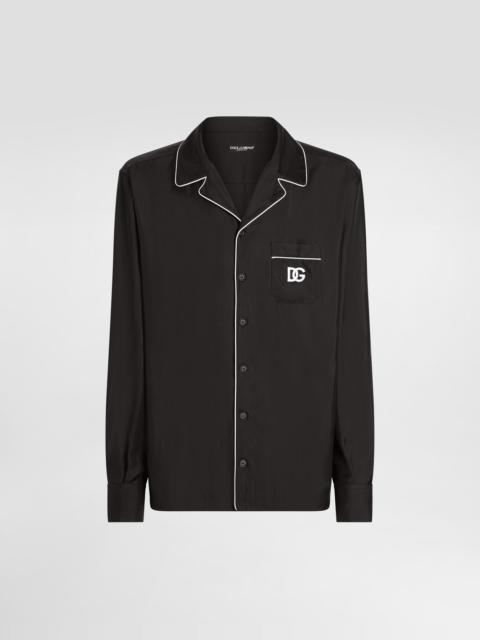 Silk shirt with DG logo-embroidered patch