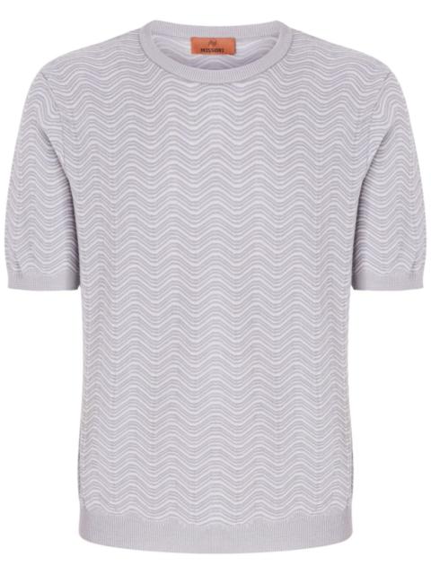 wave-pattern crew-neck T-shirt