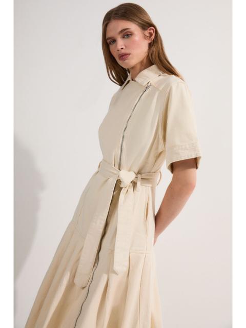 Denim Pleated Hem Biker Dress