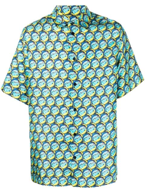 dolphin-print silk shirt