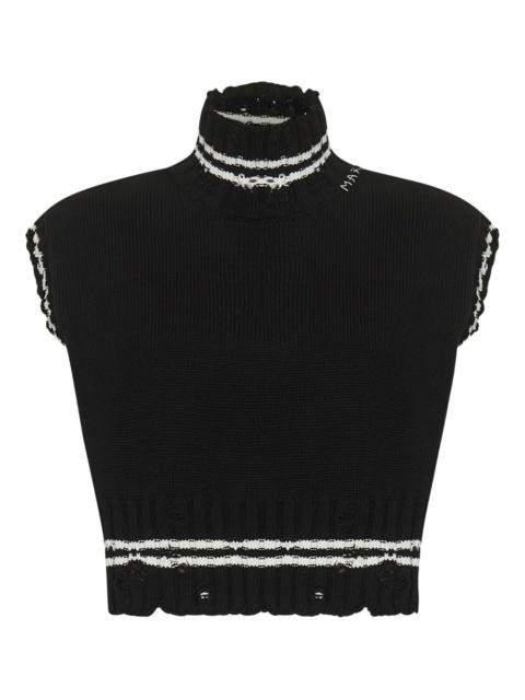 high-neck sleeveless T-shirt