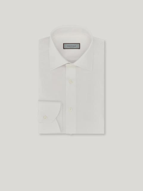 WHITE REGULAR FIT MICRO-TWILL COTTON SHIRT