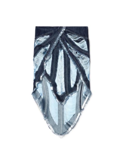 Light Blue Shredded Denim Skirt