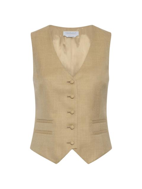 Coleridge Vest in Hay Virgin Wool Silk with Linen