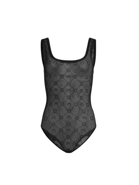 Moonogram Mesh Flock Bodysuit