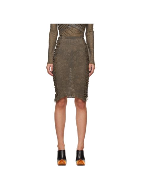 Khaki Ruched Midi SKirt