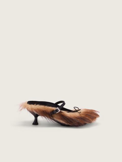 Faux Fur Grip Mule Heel