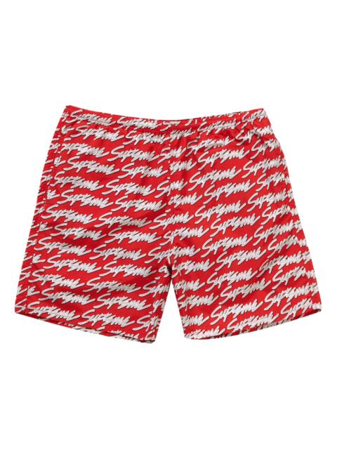 Supreme Signature Script Logo Water Short Red