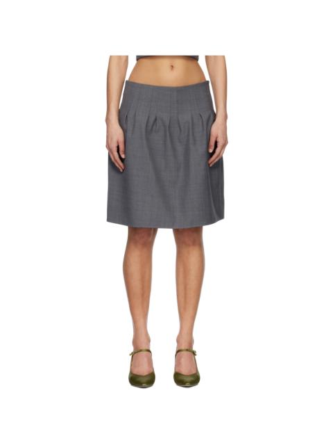 Gray Low-Waist Pleated Miniskirt