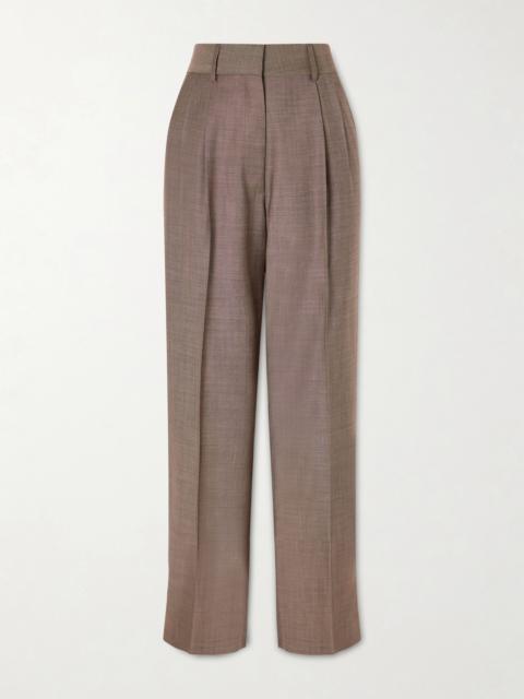 Aile Fox Pleated Wool And Mohair-blend Straight-leg Pants