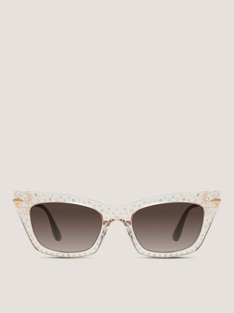 TRANSPARENT CRYSTAL CAT-EYE SUNGLASSES
