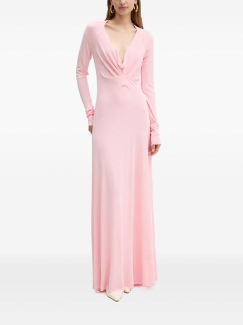 long-sleeve twisted maxi dress