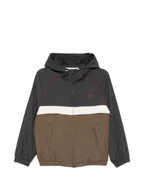 hooded colour-block windbreaker