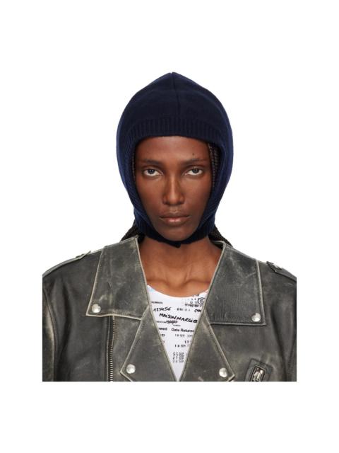 Navy Wool Knit Hood