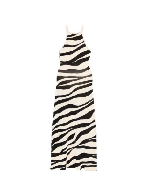 zebra-print knitted maxi dress