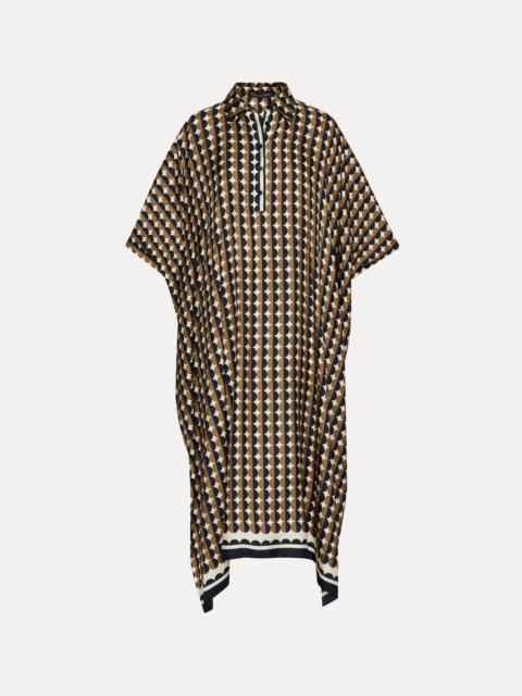 GEOMETRIC CIRCLE SILK TWILL CAFTAN