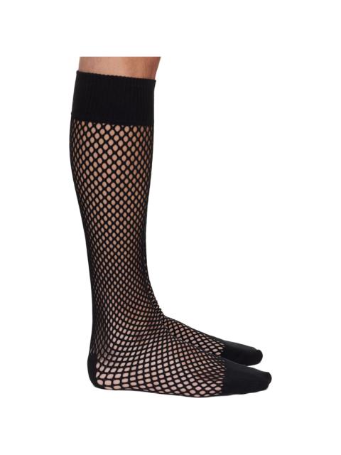 Black Nylon Mesh Long Socks