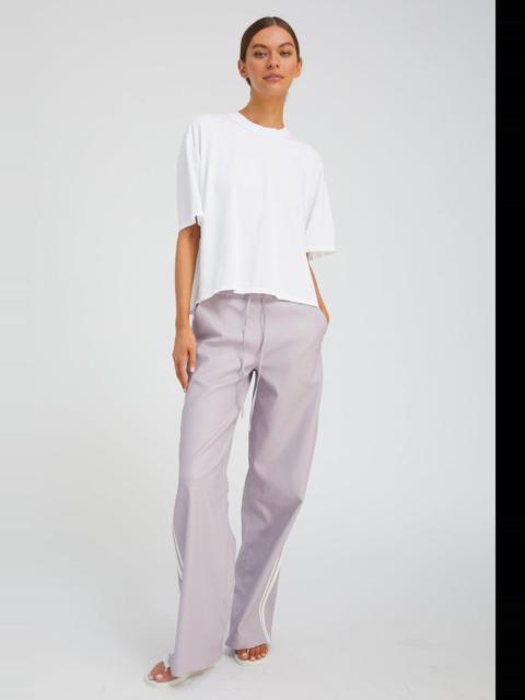 LAVENDER LEATHER BAGGY ATHLETIC PANTS