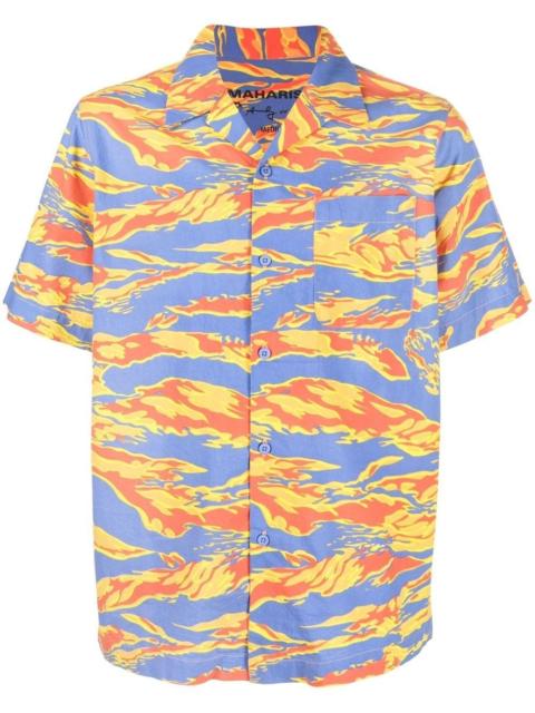graphic-print camp-collar shirt