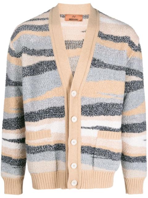 zigzag-jacquard wool cardigan