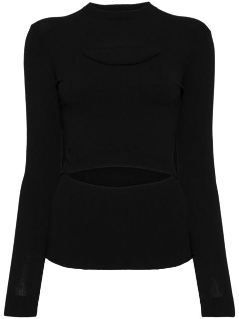 lip-appliqué knitted top