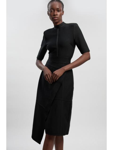 Figure Form Bandage Asymmetric Knit Midi Dress