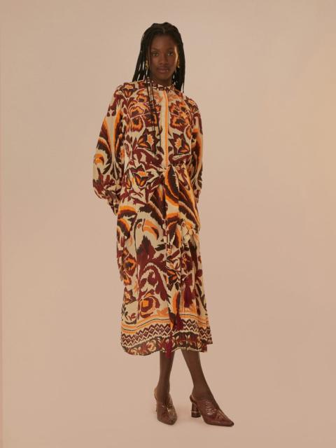 Cream Toucans Scarf Maxi Dress