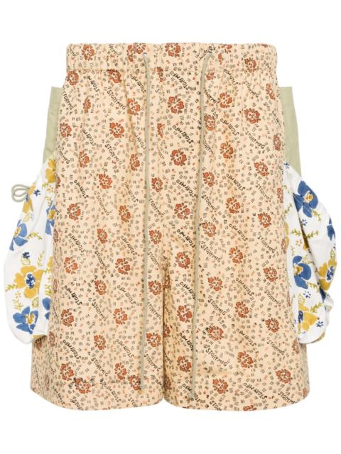 contrast floral-print organic cotton shorts