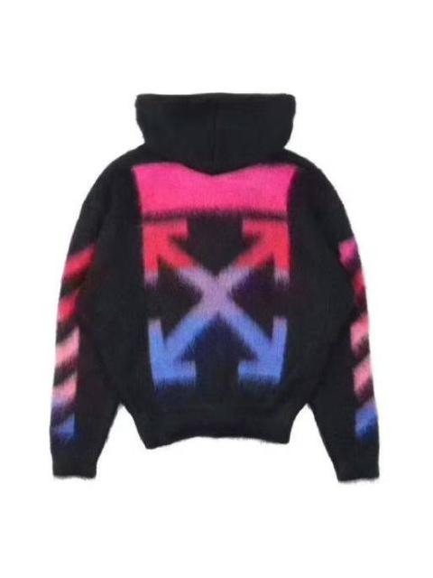 Men's Off-White Nylon Hooded Zipper Knit Black OMHA073E19B020241088