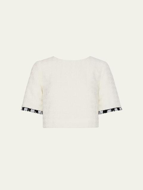 Lee Bead Fringe Tweed Crop Top